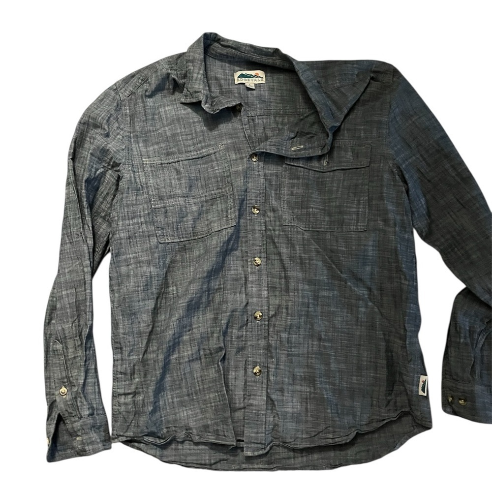 Blue Casual Button Down Shirt with Relaxed Fit